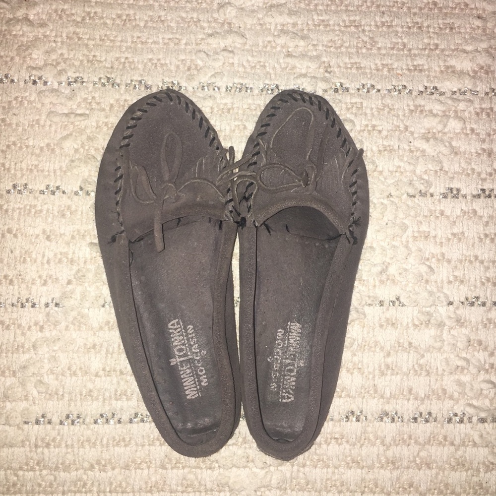 Grey slip on Minnetonka Moccasins